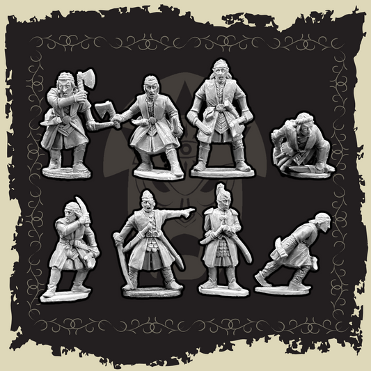 Set of Elven Marines figurines showcasing unique combat poses and weapons for tabletop gaming.
