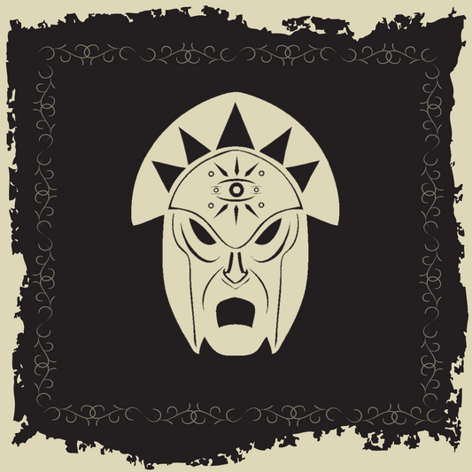 Design featuring a warrior's helmet with an eye, symbolizing protection and strength for the Elf Deal.