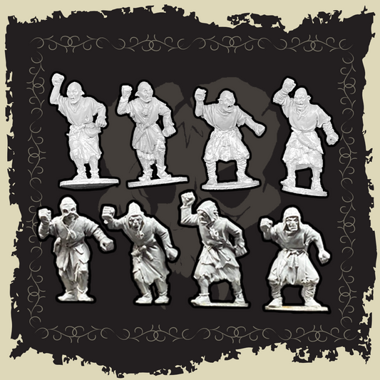 Orc Warriors with Spear & Shields miniatures set featuring eight metal figures ready for battle.