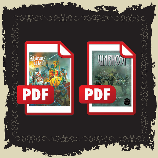 Warhost & The Barons War second edition PDF download bundle featuring rulebook and compendium.
