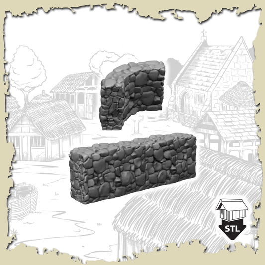 3D model of Dry Stone Walls for terrain printing, includes STL files and pre-supported options.