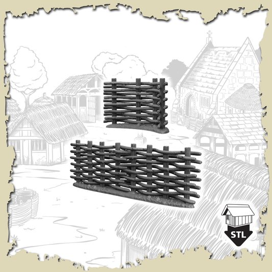 Wattle Fences 3D printed terrain piece STL files for model printing and design.